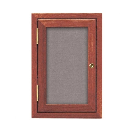 Single Door Enclosed Radius EZ Tack Board,24x36,Header,Bronze/Grey
